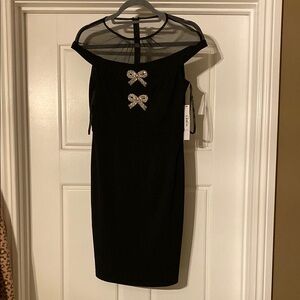 Maggy London Black Off-the-Shoulder Sheath Dress